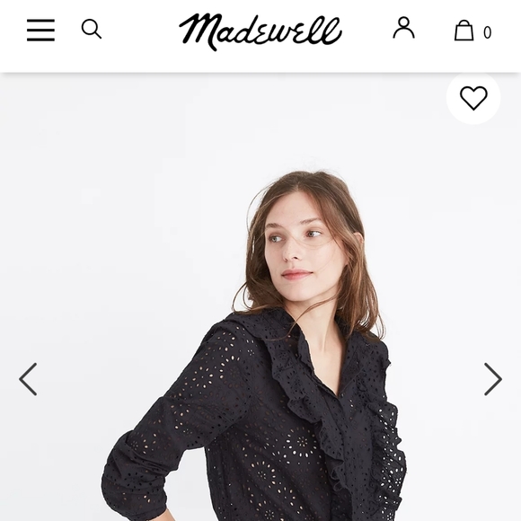 Madewell Eyelet Ruffle Front Blouse Size Medium - Picture 2 of 11